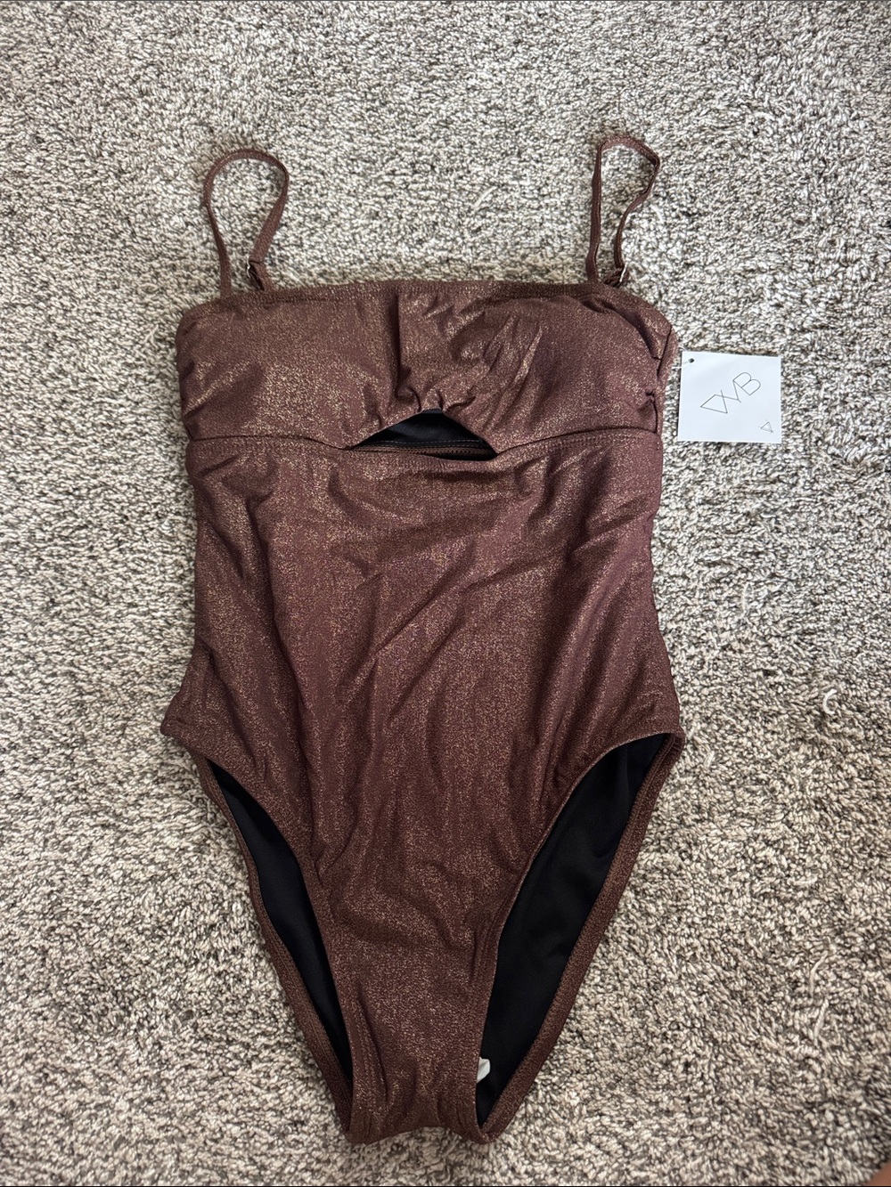 Shimmery Brown One-Piece Swimsuit with Front Cutout